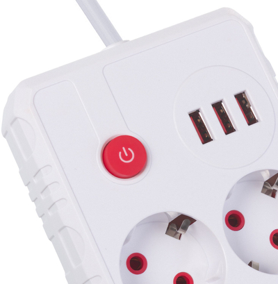 Zgjatës elektrik Maclean, 2 priza, 3xUSB, 110-240V