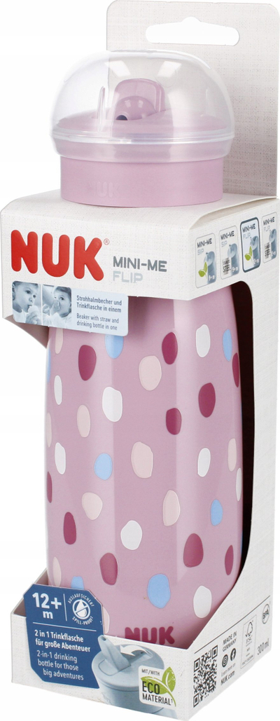 Gotë me pipëz Nuk Mini-Me Flip 2 në 1, 450 ml, për kalamaj 12m+, rozë