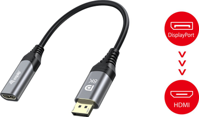 Adapter DisplayPort në HDMI Equip 1.4, 8K 60Hz, i zi
