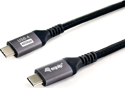 Kabllo USB-C Equipo 128381 USB4 Gen 3 C-to-C, 1.2m, 240W PD 3.1, 40Gbps, e zezë