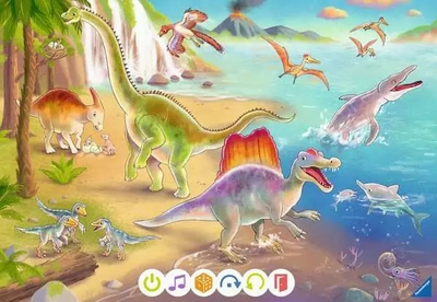 Puzzle edukativ Ravensburger Tiptoi Dinosaurs, 2x12 copa, për kalamaj 3+
