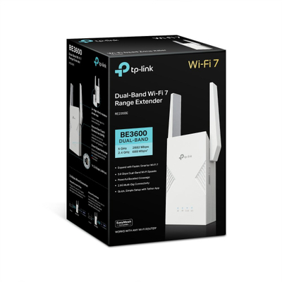 Access point TP-Link RE235BE, Wi-Fi 7, port 2.5G, i bardhë