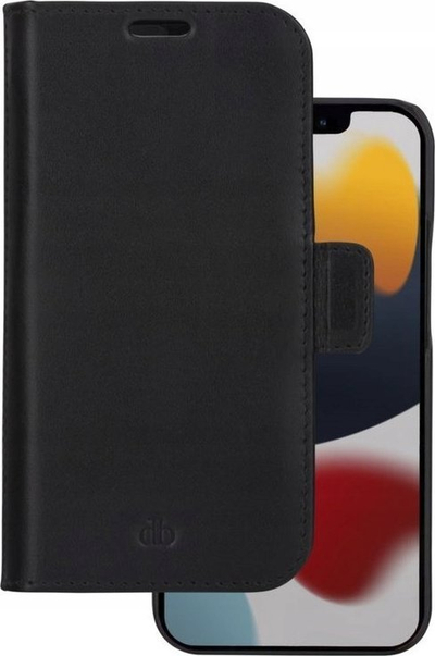 Këllëf telefoni Dbramante1928 Lynge për iPhone 13 mini, lëkurë e vërtetë, me kapak, i zi
