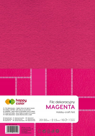 Set fletësh filc Happy Color Deco Felt, 10 copë, magenta