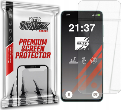 Xham mbrojtës hibrid Grizz HybridGlass 9H për Samsung Galaxy M55s, transparent