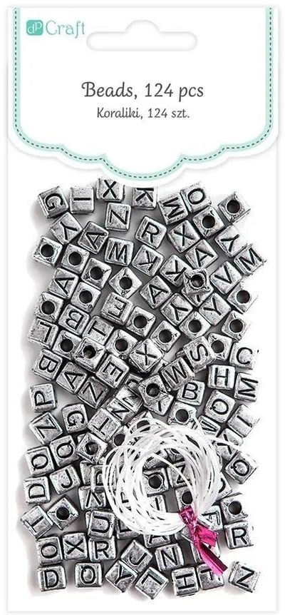 Rruaza me shkronja dpCraft Black Letter, 124 copë, bazë argjendi, shkronja të zeza