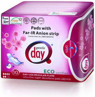 Хигиенски салфетки дневни со анионски лента Gentle Day Ecological, 10 парчиња