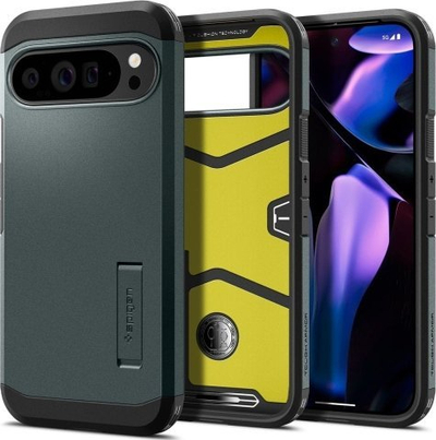 Kuti mbrojtëse Spigen Tough Armor për Google Pixel 9 Pro XL, me mbajtëse, Abyss Green