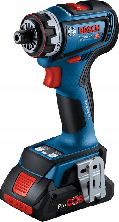 Kaçavidë me bateri Bosch GSR 18V-90 FC, 18V, 2x4.0Ah ProCORE, me FlexiClick, blu