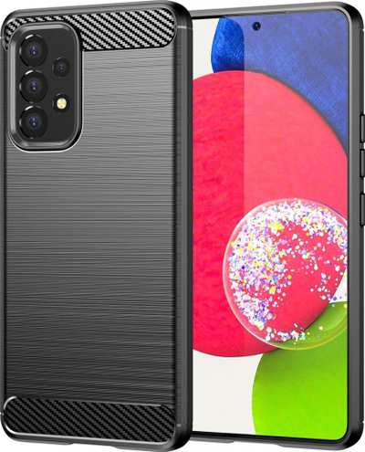 Mbulesë telefoni Hurtel Carbon Case për Samsung Galaxy A53 5G, nga TPU i butë, ngjyrë e zezë
