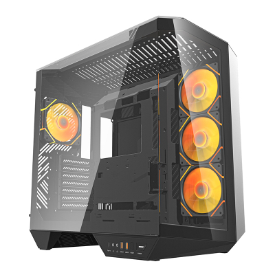 Kasa PC DarkFlash DY470 ATX, kub, 4 ventilatorë ARGB, e zezë