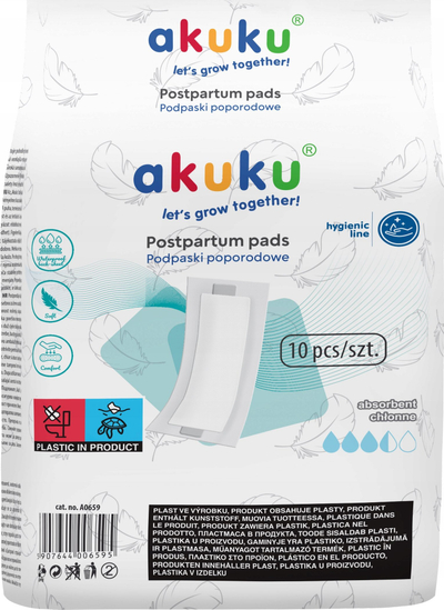 Jastëk postpartum Akuku, set 10 copë, super thithës, i bardhë