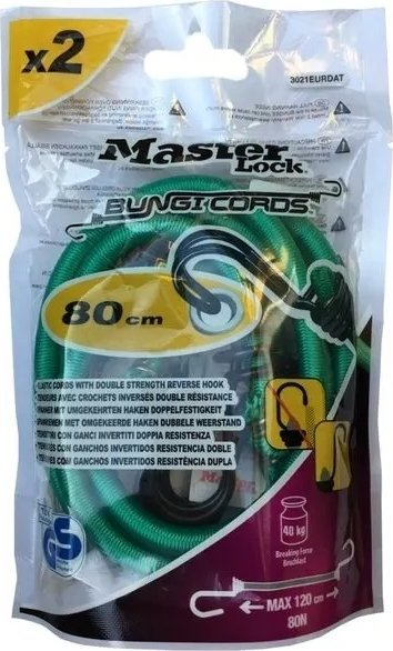 Еластична врвка Master Lock Twin Wire, 80cm, сет 2 парчиња, зелена
