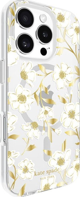 Mbrojtëse telefoni Kate Spade New York Sunshine Floral MagSafe, për iPhone 16 Pro, e tejdukshme me lule me ngjyrë ari