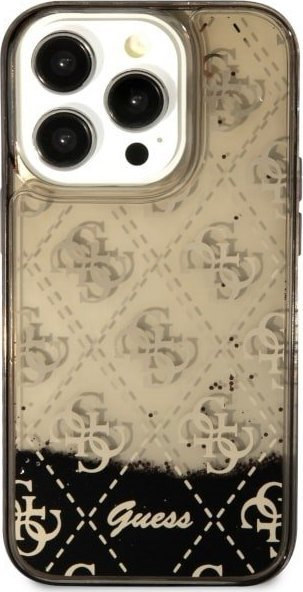 Kapak telefoni Guess GUHCP14LLC4PSGK për iPhone 14 Pro, Liquid Glitter 4G, i zi transparent