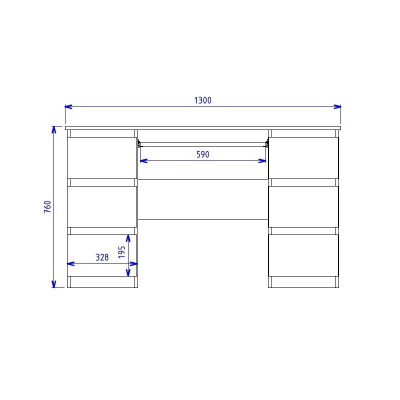 Работна маса Куба Desk Sonoma Oak, 6 фиоки, полица за тастатура, дрвена боја