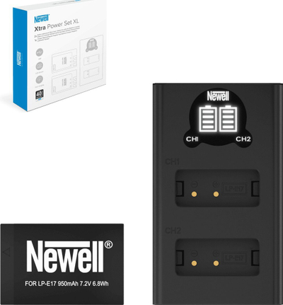Set karikuesi me bateri Newell Xtra Power DL-USB-C LP-E17, për Canon