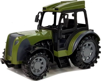 Lodër traktor me pult Lean Toys, 50cm, me rimorkio dhe trungje druri, i gjelbër