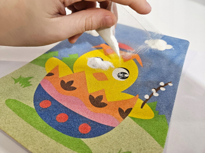 Set kreativ pikturë me rërë Alexander Easter Chick, format A5, 11 qese me rërë shumëngjyrëshe