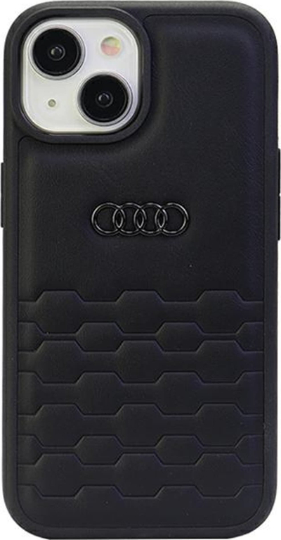 Këshe telefoni Audi GT me lëkurë sintetike, për iPhone 15 6.1", hardcase, e zezë