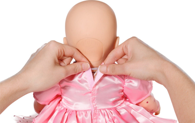 Rroba për kukull Baby Annabell Birthday Dress, 43 cm, set me fustan e kurorë, rozë
