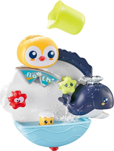 Lodër banjoje interaktive, pinguin dhe balenë, shumëngjyrëshe