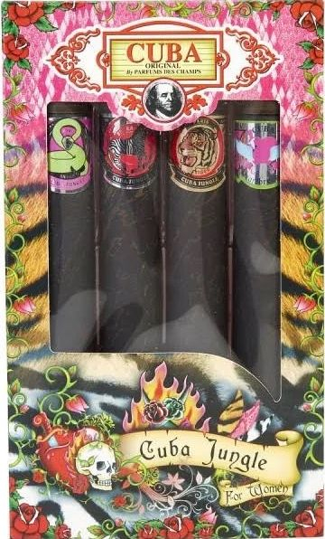 Set Eau de Parfum për femra Cuba Original Jungle Snake, Tiger, Zebra, Heartbreaker 4x35ml