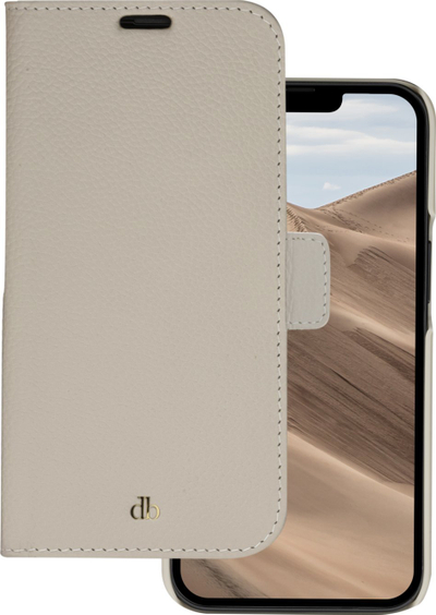 Këllëf telefoni Dbramante1928 New York për iPhone 14 Plus, lëkurë, portofol, Sand Dune