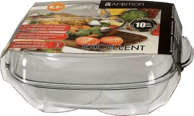 Enë qelqi rezistente ndaj nxehtësisë Ambition 32990, 3.6L, me kapak 5L, transparente