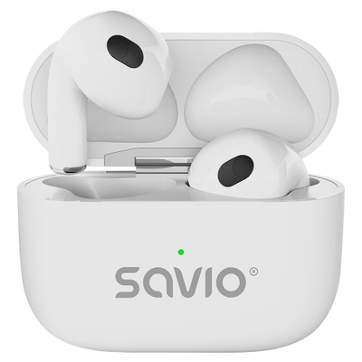 Безжични слушалки Savio TWS-01 PRO, Bluetooth 5.4, 20 часа батерија, бели