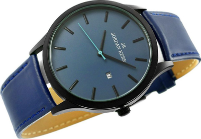 Orë burrash Jordan Kerr L1026-3, mekanizëm kuarc, rezistente ndaj ujit 3 Bar, e zezë blu