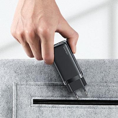 Karikues rrjeti Usams T47 CC153TC01, 65W, 1x USB A 1x USB C, i bardhë