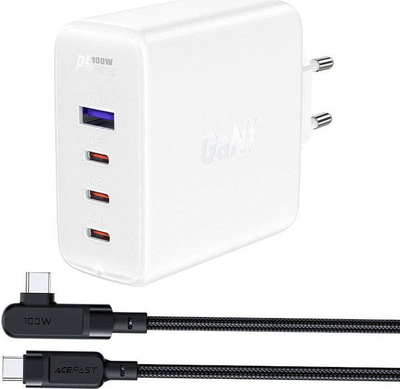Karikues muri Acefast A37, 100W PD GaN, 4x USB, i bardhë
