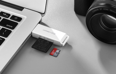 Lexues kartash Ugreen CM104, USB 3.0, SD microSD, i bardhë