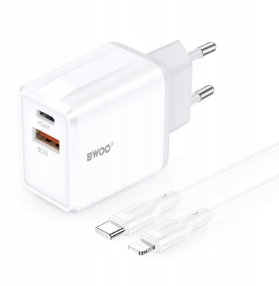 Karikues rrjeti TelForceOne BWOO CDA182, 38W QC PD, 1x USB A 1x USB C, i bardhë