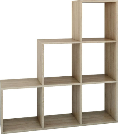 Raft librash Compartment RS-30, 6 ndarje, në formë shkalle, sonoma