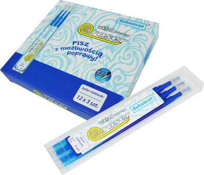 Fishekë stilolapsi Eraser Refillable Erasable, 0.7mm, set 3 copë, blu
