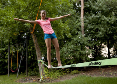 Set slackline Slackers Classic, 15 m, deri 150 kg, blu