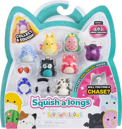 Сет играчки Squishmallows Squish-a-longs 8 Pack Style 4 W2, 8 мини Squish 1\", аксесоари, разнобојни