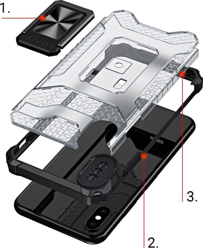 Mbrojtëse telefoni Hurtel Crystal Ring Case, iPhone XS Max, me mbajtëse magnetike, e kuqe