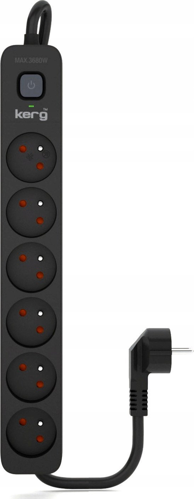 Shirit elektrik Kerg Ciabatta Power Strip, 6 dalje 16A, kabllo 1.5m, i bardhë