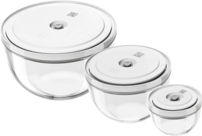 Set tasa qelqi vakum Zwilling Fresh & Save, 3 copë, me kapak, të bardha