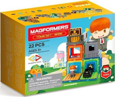 Магнетска играчка Магформерс Town Set Bank, градежни блокови, шарени