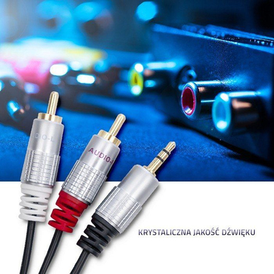 Kabllo audio Qoltec Jack 3.5mm në 2x RCA, 1m, e zezë