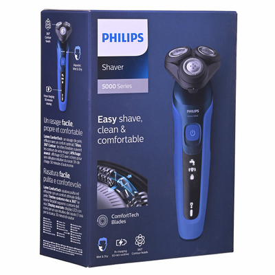 Brisk elektrik Philips Series 5000 S5466/17, pa tela, i papërshkueshëm nga uji, i zi e blu