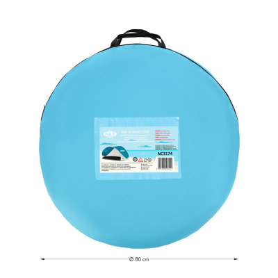 Çadër plazhi NILS CAMP NC3174, që çohet vetë, me mbrojtje UV, turquoise me gri