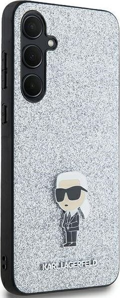 Kapak mbrojtës Karl Lagerfeld KLHCSA35GCNPSG për Samsung Galaxy A35 A356, hardcase me glitter, argjend