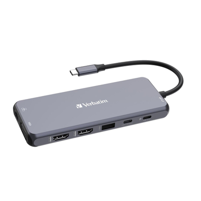 Hub USB C Verbatim CMH 14, 14 porta, 3 ekrane, gri