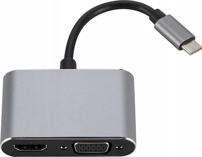 Adapter docking Bounn, USB C në HDMI 4K 30Hz edhe VGA, ngjyrë argjendtë