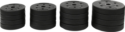 Set hantelash bituminoze, 30 kg, 2x15 kg, e zezë